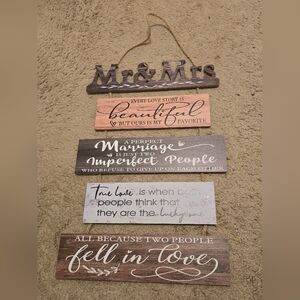 Rustic Mr & Mrs Wall Decor Sign Set - Brown, Gray, Cream